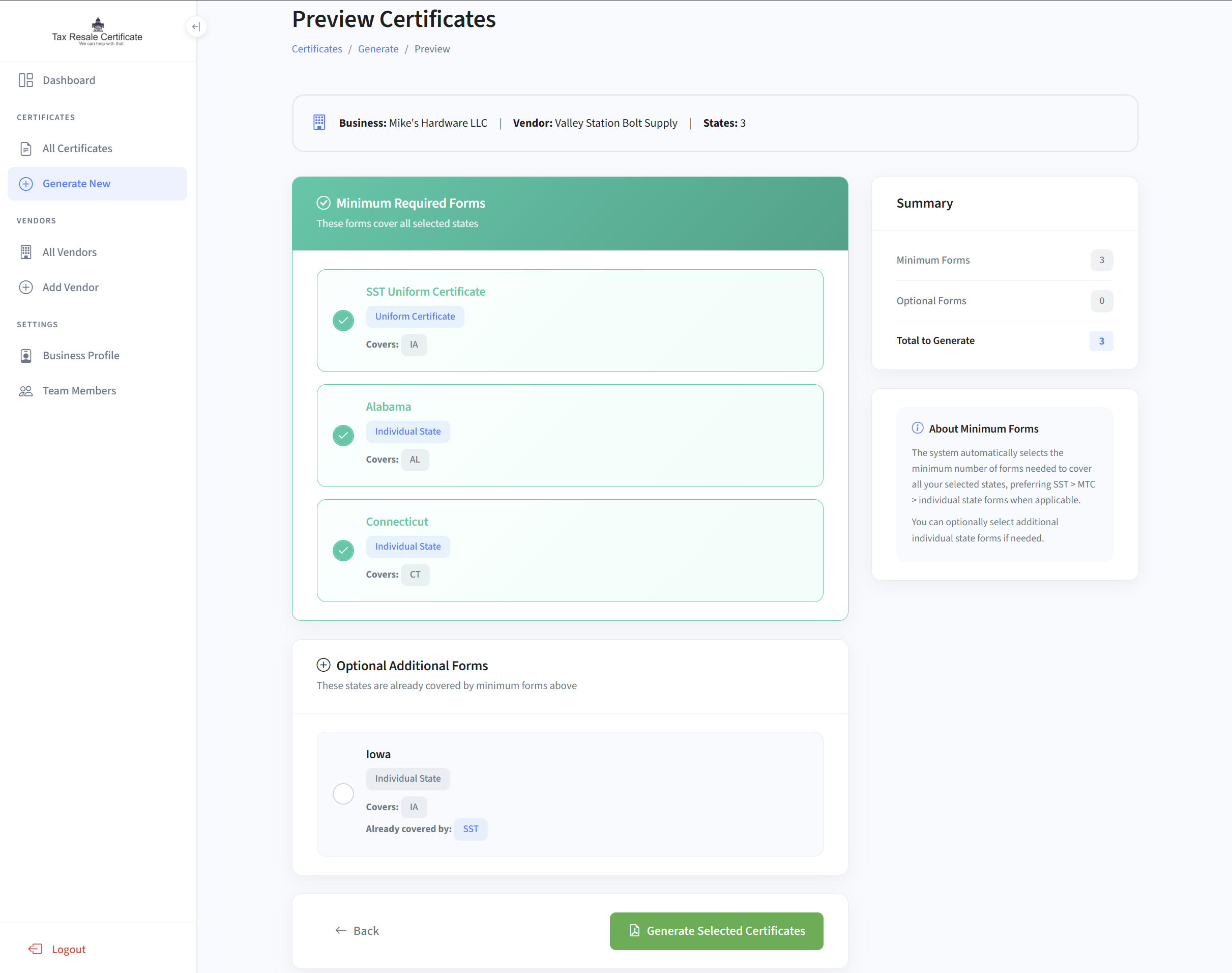 Preview resale certificate forms