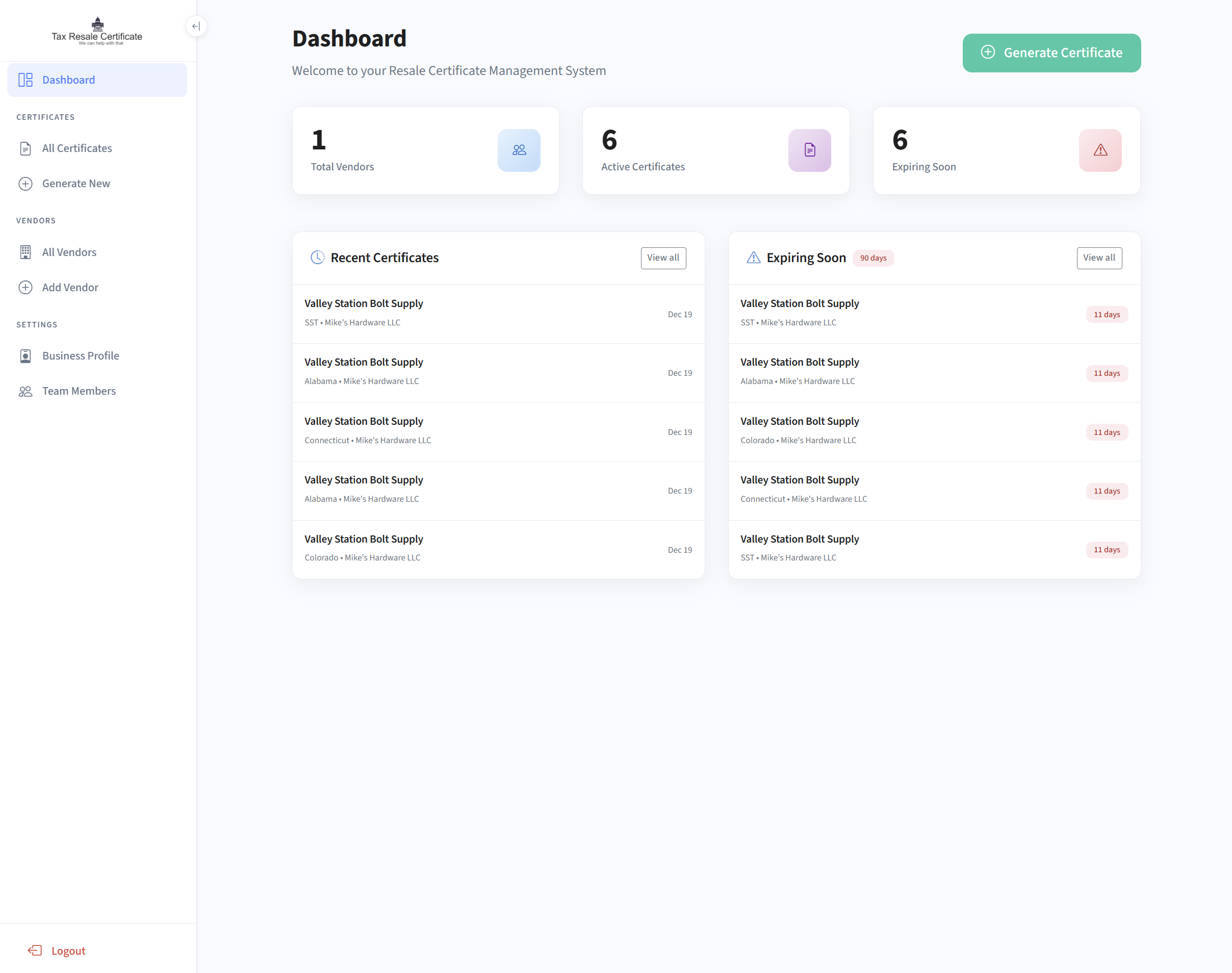 Download resale certificate PDF